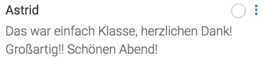 Chat-Stimme: Das war einfach Klasse – Großartig!